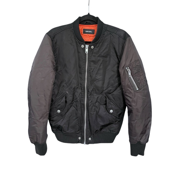 Diesel Other - Diesel Cosmic Noize Aviator Jacket Black Bomber Full Zip Size Medium Mens Orange